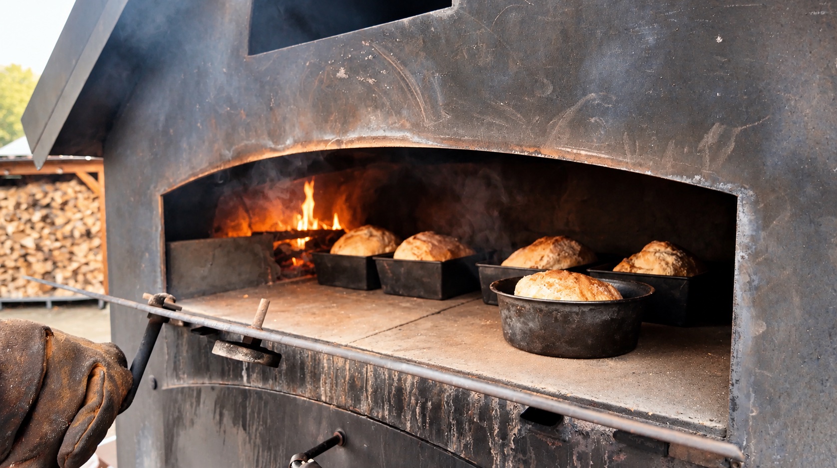 Cuisson de pains artisanaux au four pendant l’atelier