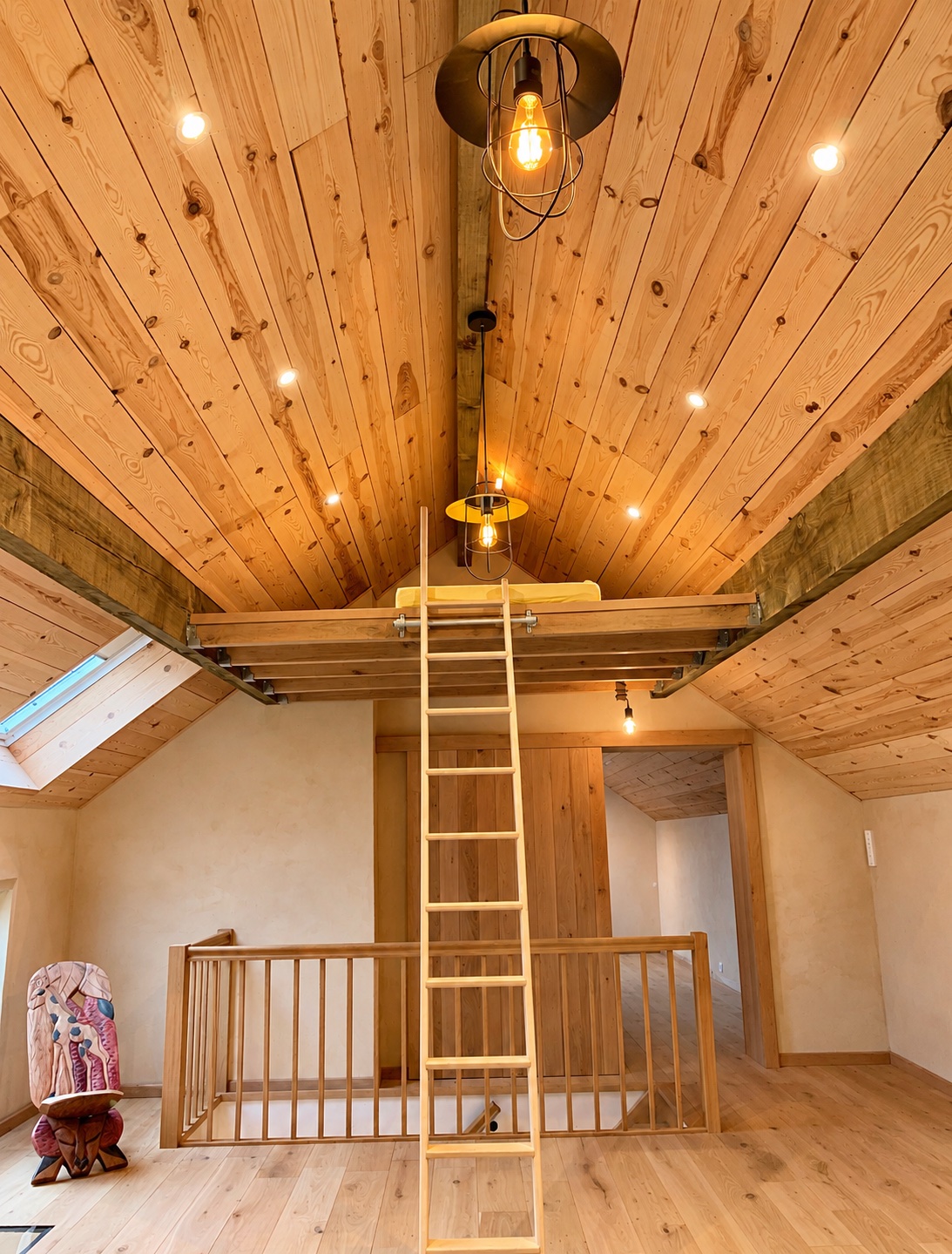 Mezzanine et couchage du gîte